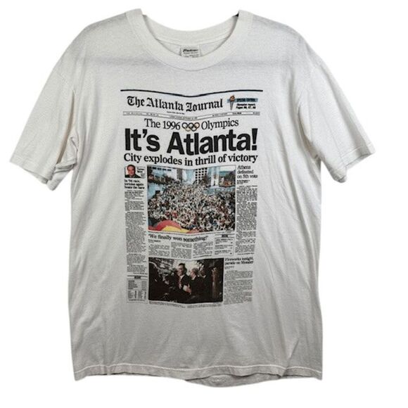 Vintage 1996 Atlanta Olympics Rare Commemorative Newspaper T-shirt Size Large - Picture 1 of 8